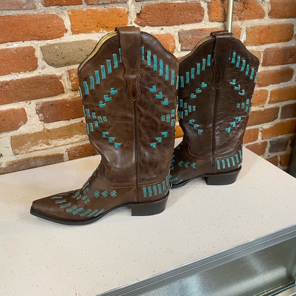 Stetson Brown and Teal Western Boots